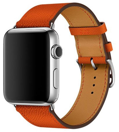 Ремешок кожаный Apple Watch 42/44 мм Genuine оранжевый в Тюмени